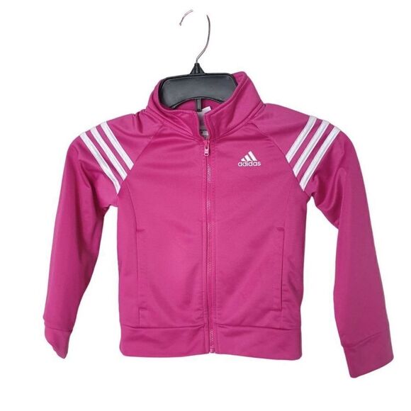 Adidas Girls Jacket Sz 5 Pink 3 Stripes Full Zip Pockets Jacket Size 5 NWOT - Picture 4 of 5